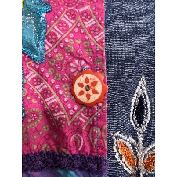 Vintage Women Patchwork Embroidered Jacket Sz M Boho Hippie Art to Wear Tie Dye - Picture 4 of 8
